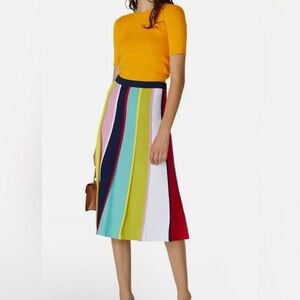 J. Crew Sweater Midi Skirt Knit in Rainbow Stripe